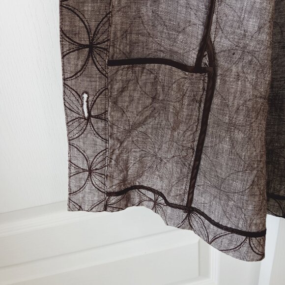 JM Collection Women's Plus Brown Linen Flower Circle Jacket Size 16 - Picture 7 of 11